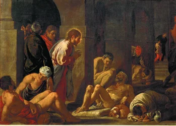Jesus botar den förlamade (målning på duk)