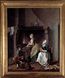 Kvinnor i köket Målning av Per Hellström (1732-1816) 1780 Stockholm, Nationalmuseum