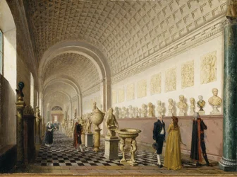 Kungliga Museets inre galleri på Kungliga slottet, Stockholm, 1796