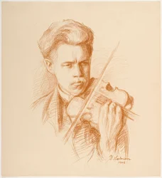 Heikki som spelar (konstnärens bror)