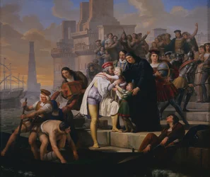 Christopher Columbus förbereder sig för att segla mot Amerika
