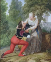 Orombello och Beatrice di Tenda i slottet Binasco (olja på duk)