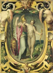 Venus och Minerva, ca 1590 (olja på koppar)