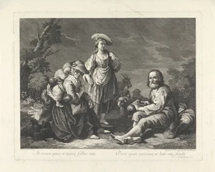 Herdefamilj i ett landskap