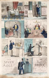 The Seven Ages of Drink, pub.c. 1872 (handfärgad gravyr)
