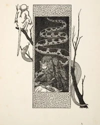 Monkey kontra orm, från Hundra anekdoter av djur, pub. 1924