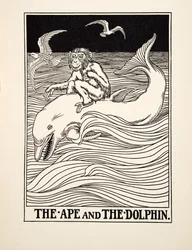 Apen och delfinen, från Aesops hundra fabler, pub.1903