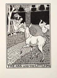 Röven och den lilla hunden, från Fontaine Fables, pub. 1905