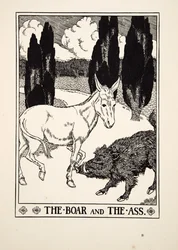 The Boar and the Ass, från A Hundred Fables of Aesop, pub.1903