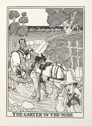 The Carter in the Mire, från Fontaine Fables, pub. 1905 (gravyr)