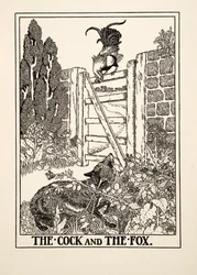 Tuppen och räven, ur Hundra fabler av Aisopos, utgiven 1903