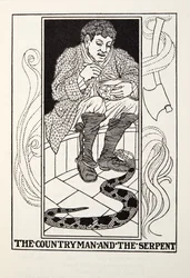 Landsmannen och ormen, från Fontaine Fables, pub. 1905