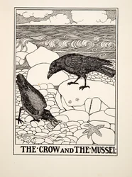 Kråkan och musslan, från Aesops hundra fabler, pub.1903