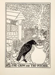 The Crow and the Pitcher, från A Hundred Fables of Aesop, pub.1903