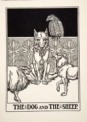 Hunden och fåret, ur Hundra fabler av Aisopos, publicerad 1903