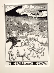 Örnen och kråkan, från Aesops hundra fabler, pub.1903
