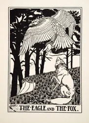 Örnen och räven, från Aesops hundra fabler, pub.1903
