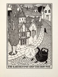 The Earthen Pot and the Iron Pot, från Fontaine Fables, pub. 1905