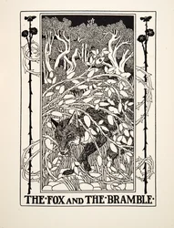 The Fox and the Bramble, från A Hundred Fables of Aesop, pub.1903