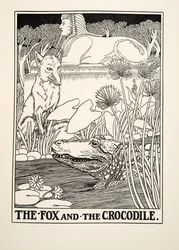 Räven och krokodilen, ur Hundra av Aisopos fabler, utgiven 1903