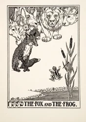 The Fox and the Frog, från A Hundred Fables of Aesop, pub.1903 (gravyr)