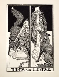 Räven och storken, från Aesops hundra fabler, pub.1903