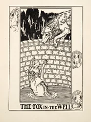 Räven i brunnen, ur Hundra fabler av Aisopos, utgiven 1903