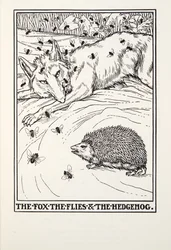 The Fox, the Flies and the Hedgehog, från Fontaine Fables, pub. 1905