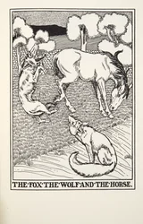 Räven, vargen och hästen, från Fontaine Fables, pub. 1905