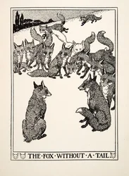 Räven utan svans, från A Hundred Fables of Aesop, pub.1903