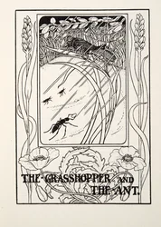 Gräshoppan och myran, från Fontaine Fables, pub. 1905