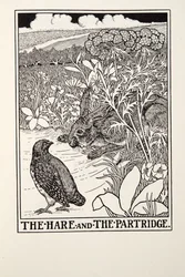 Haren och rapphönan, från Fontaine Fables, pub. 1905