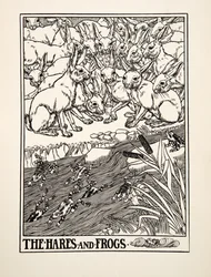 Hararna och grodorna, från Aesops hundra fabler, pub.1903