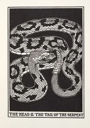 Ormens huvud och svans, ur Fontaines fabler, publicerad 1905
