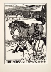 Hästen och åsnan, från Aesops hundra fabler, pub.1903