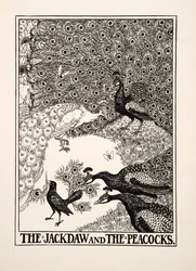 The Jackdaw and the Peacocks, från A Hundred Fables of Aesop, pub.1903