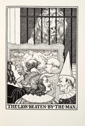 Lejonet slagen av mannen, från Fontaine Fables, pub. 1905