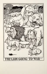 The Lion Going to War, från Fontaine Fables, pub. 1905