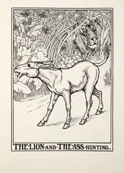 Lejonet och rövjakten, från Fontaine Fables, pub. 1905