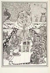 The Lion and his Associates, Frontispice, från Fontaine Fables, pub. 1905