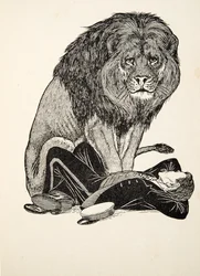 Lejonet och hans vårdare, från Hundra anekdoter av djur, pub. 1924
