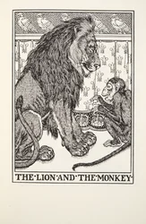 Lejonet och apan, från Fontaine Fables, pub. 1905