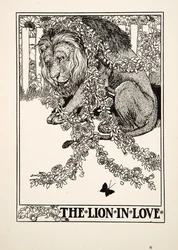 Det förälskade lejonet, från Aesops hundra fabler, pub.1903