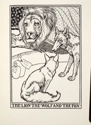 Lejonet, vargen och räven, från Fontaine Fables, pub. 1905