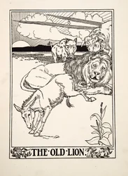 Det gamla lejonet, från Aesops hundra fabler, pub.1903