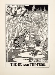 Oxen och grodan, ur Hundra fabler av Aisopos, utgiven 1903