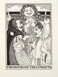 The Oyster and the Litigants, från Fontaine Fables, pub. 1905 (gravyr)