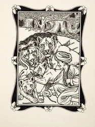 Rättigheterna till gästfrihet, från Hundra anekdoter av djur, pub. 1924 (gravyr)
