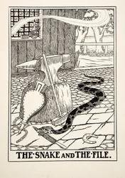The Snake and the File, från A Hundred Fables of Aesop, pub.1903 (gravyr)