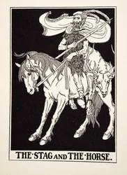 Stag and the Horse, från A Hundred Fables of Aesop, pub.1903 (gravyr)
